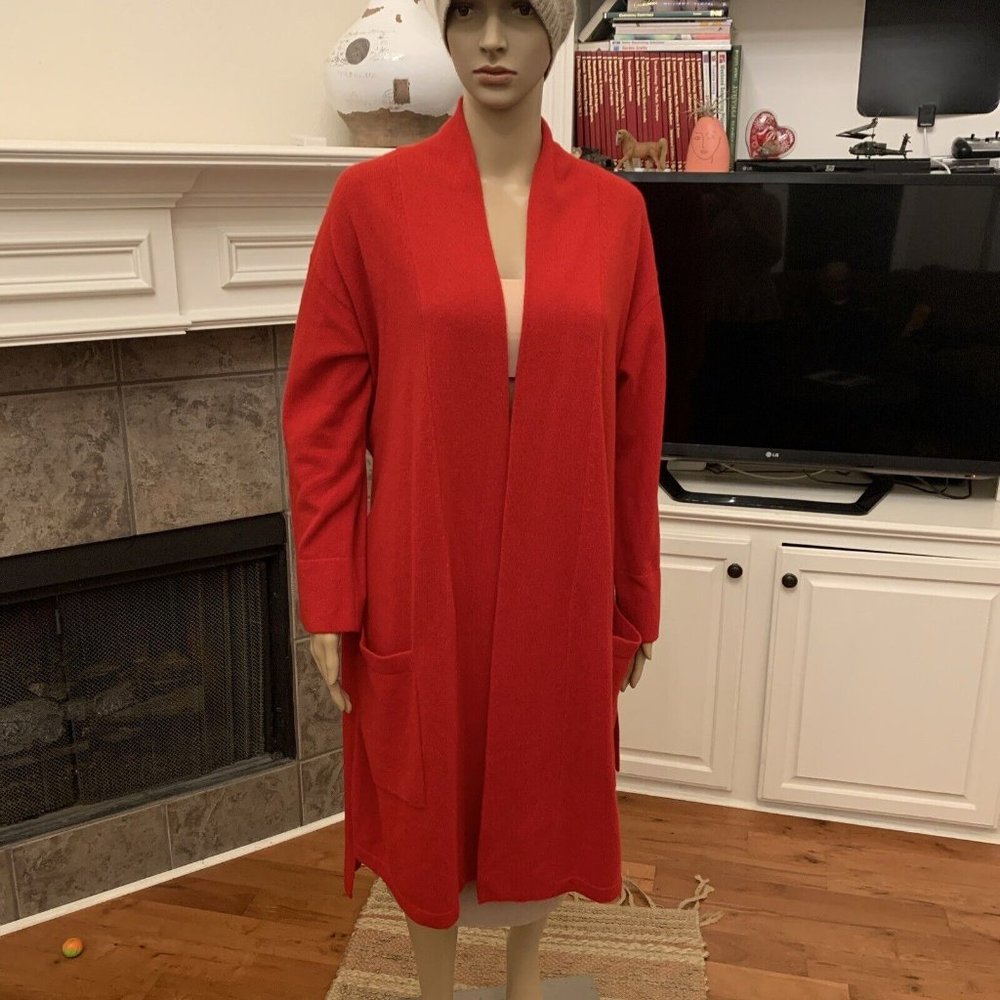 NWT Van Winkle & CO. WOMENS RED Cashmere SHAWL COLLAR ROBE - Picture 3 of 13